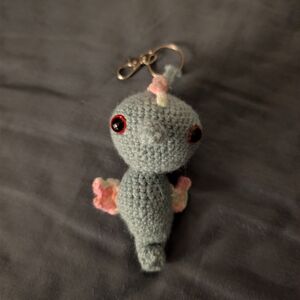 Handmade Pale Blue Gray Crochet Seahorse Keychain Bag Charm